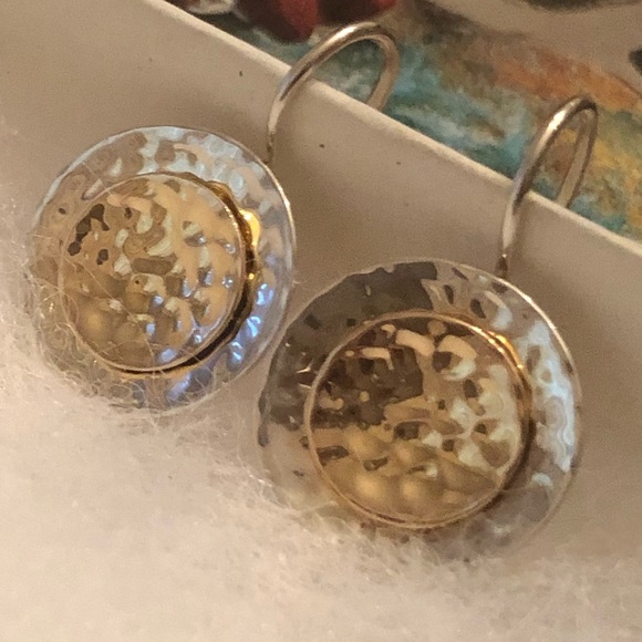 Rare Silpada Sterling Silver 14K Gold Plated Round Disc Earrings W1367 - Picture 6 of 14